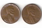 1955-D & P Circulated Business Strike Copper Two One Cent Coins!