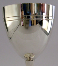BEAUTIFUL LARGE SOLID STERLING SILVER CHALICE GOBLET 2000 152g BARWARE 240ml