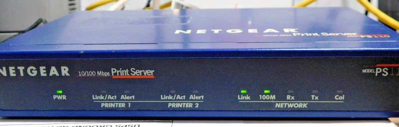 Netgear PS110 10/100 Mbps 2 Port Print Server W/AC Adapter