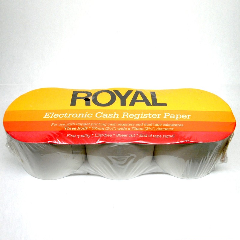 NOS ROYAL ELECTRONIC CASH REGISTER and DUAL TAPE CALCULATOR PAPER (3 Pk) 2-1/4"W