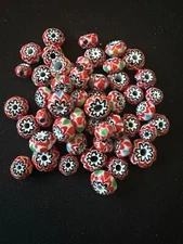 50 Vintage Chevron glass beads - 4 mm (B1215)