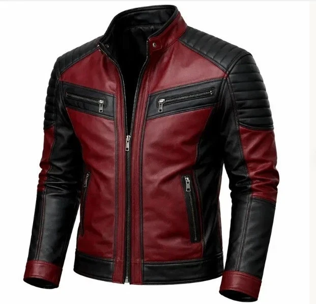 mens leather jacket for mens biker jacket - product detail image 1