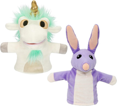 Bluey Unicorse & Bob Bilby Hand Puppet Plush 2-Pack   8-9  Soft Deluxe Fabric, E
