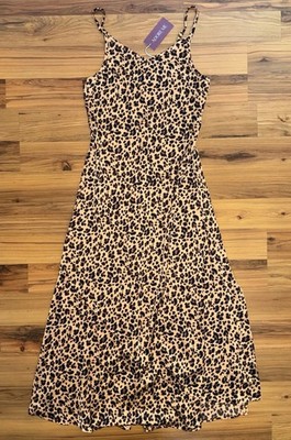 NWT Adore Me Leopard Slip Dress Mob Wife Bombshell Satin Animal Print Maxi
