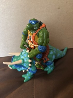 TMNT Ninja Turtles Figure Cave Leo With Dingy Dinosaur 1992