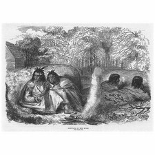 NATIVE AMERICAN INDIANS Red River Ojibwe - Antique Print 1870