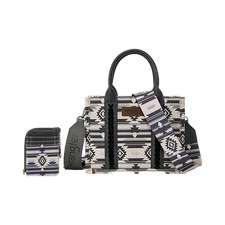 Wrangler Ladies Aztec Small Black Crossbody Tote  Card Case Set WG2203-8120SWBK