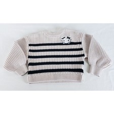Hello Kitty x The Children's Place Chunky Knit Sweater Girls Small Striped Ivory
