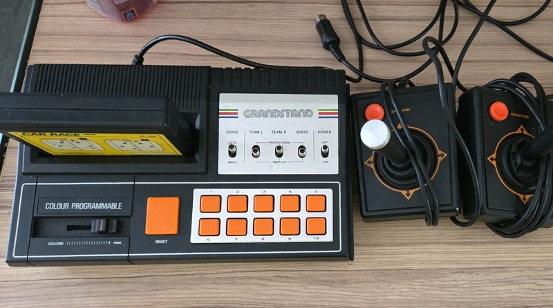 Grandstand SD070 Vintage Retro Console Tested 2 Sticks & Game (needs ac adapter)
