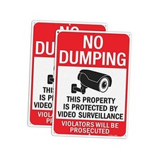 Large No Dumping signs, 14x10 Inches Property Protected by Video 2 Pack