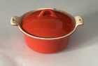 Griswold Red & Cream Enameled Cast Iron Covered mini Dutch Oven Casserole Dish