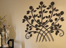 Brown Metal Floral Wall Art Hanging Wall Decor 30x32 inch Flowers and Leaves