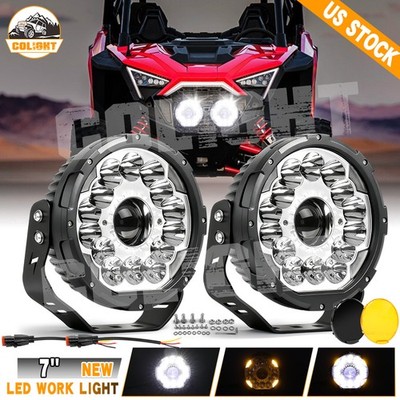 7'' Laser LED Work Light Pods Spot Flood Combo Fog Offroad Driving Car Amber DRL
