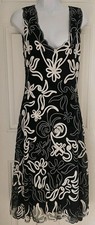 Phase Eight Fit &Flare Dress Black cream Sleeveless Mesh Lace Floral Occasion 12