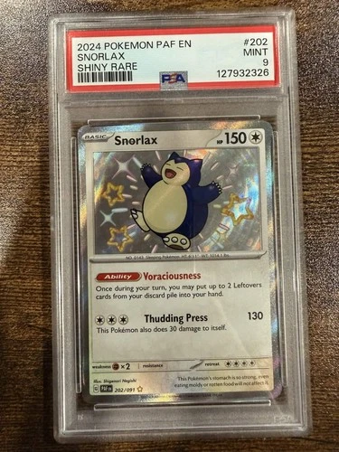 2024 POKEMON PAF EN-PALDEAN FATES SHINY RARE #202 SNORLAX PSA 9