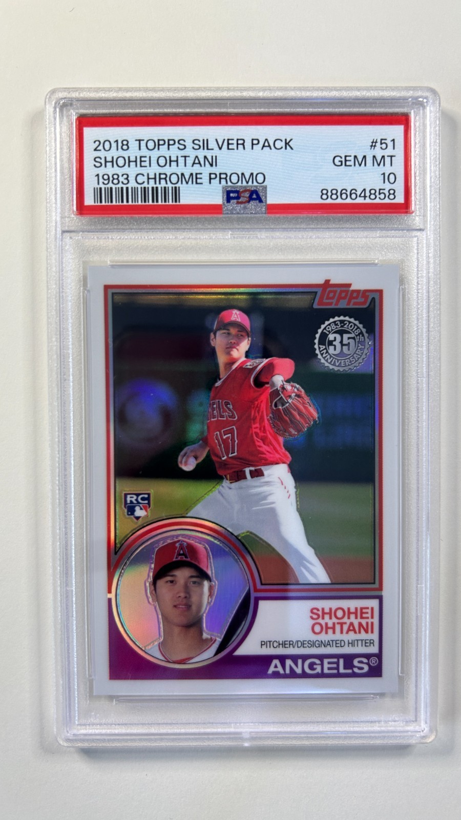 Shohei Ohtani 2018 Topps Silver Pack RC Rookie 1983 Chrome Promo #51 PSA 10 Gem