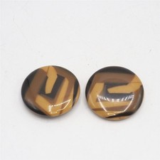 Vintage Brown Yellow Butterscotch Plastic Belt Buckle Round Interlocking Clasp