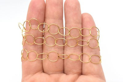 14K Gold Filled Circle Chain 9mm, Small Loop Round Circle Chain, Chain by Foot