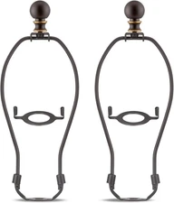 Bronze Uno Lamp Finial Set - 8 Inch, 2 Lamp Shade Holders, Standard Saddle Adapt