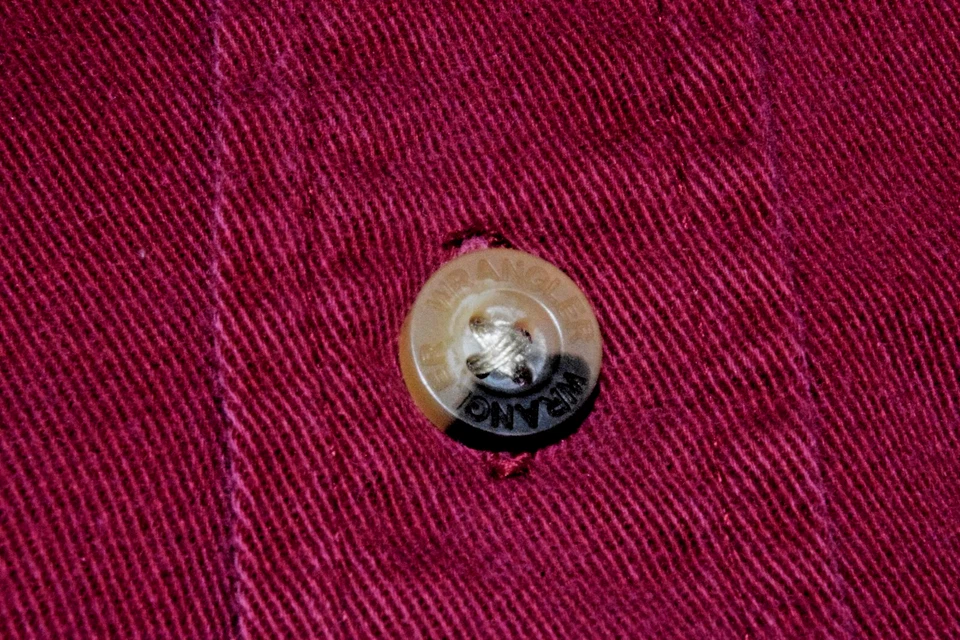 Camisa Wrangler Vintage Franela Cepillada Talla M Años 90 Y2K Borgoña 2 Bolsillos Abotonados Foto 4 de 4