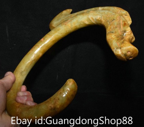 10,4" alter chinesischer Hongshan Kultur Hetian Jade geschnitzt Schwein Drache Tier Anhänger - Bild 8 von 9