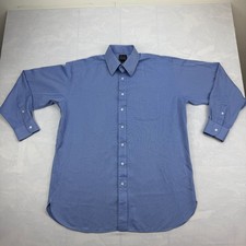 Jos. A. Bank Dress Shirt Mens 16-34 Blue Cotton Single Pocket Collared Button Up