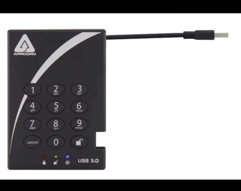 Apricorn 2TB Aegis Padlock USB 3.0 256-Bit AES XTS Hardware Encrypted (x2) NEW - Image 2 of 2