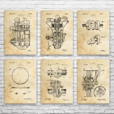Henry F. Automotive Patent Wall Art Set of 6 Poster, Canvas or Framed