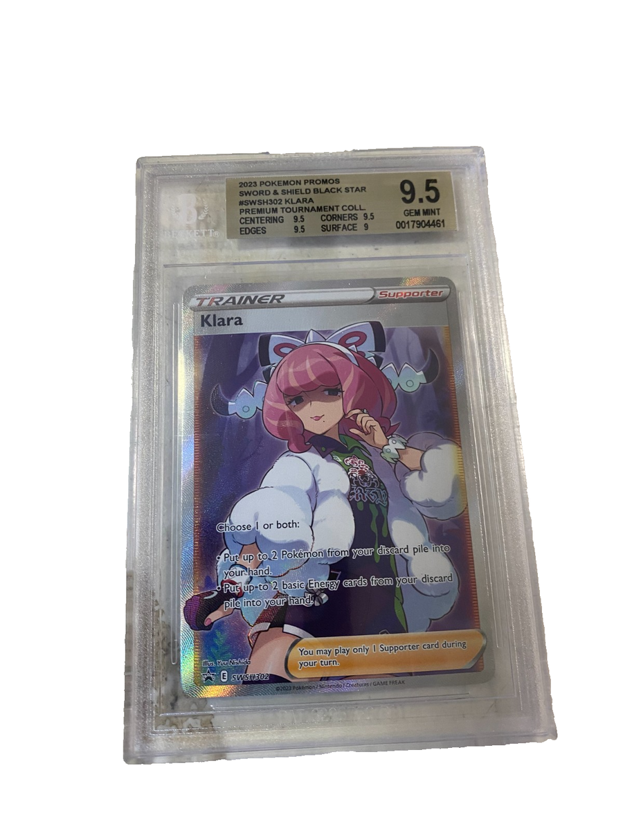 Pokemon Klara Premium Tournament Black Star Full Art Promo SWSH302 Beckett  9.5*