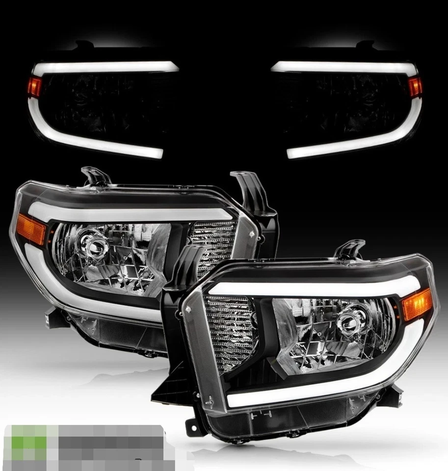 Juego de faros delanteros izquierda+derecha para Toyota Tundra 2014-2017 con LED DRL cromados Foto 3 de 4