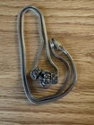 Vintage Sterling Silver Snake Chain 3 Lucky Rings Oxidized Marcasite 925 17.5in