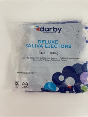 Darby Dental Deluxe Saliva Ejector Tips Blue Pack of 100 Tips NEW Sealed P5