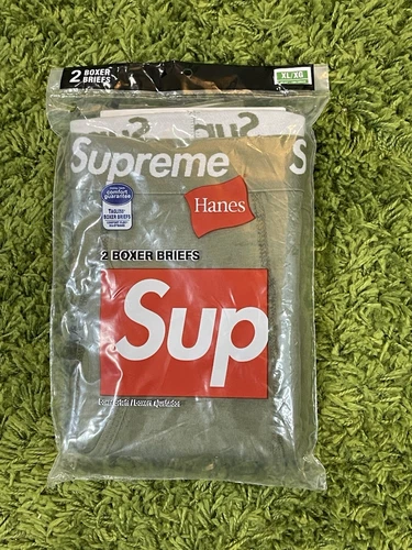 Lot de 2 boxers Supreme Hanes Olive SS24 homme taille XL