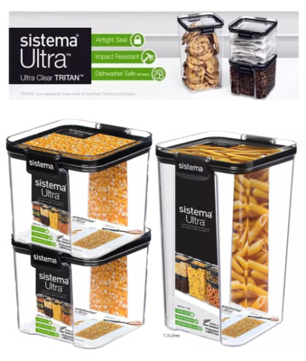 Sistema Ultra Tritan luftdicht 3er Pack glasklar Speisekammer & Küche Aufbewahrungsset