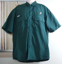 CHILIWEAR green short Sleeve button front Southeastern Louisiana logo Shirt,2XL