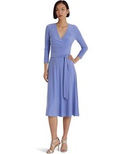 LAUREN Ralph Lauren Jersey Matte Midi Dress Lavender Lt Purple MSRP $145 sz 14