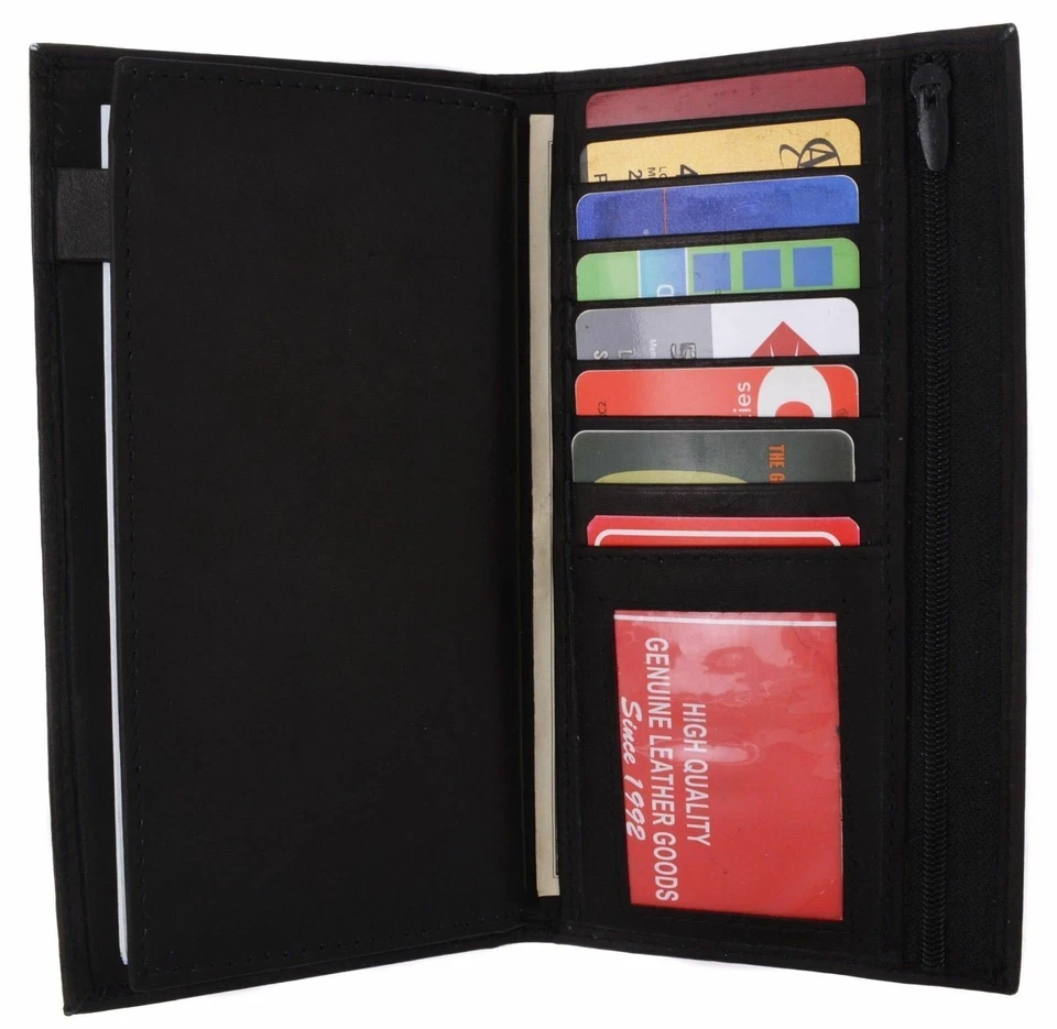 Cartera organizadora de cuero genuino con soporte para tarjeta de crédito 253bk Foto 2 de 4