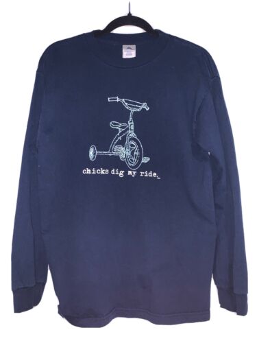 T-shirt vintage « Chicks Dig My Ride » avec logo tricycle. Taille moyenne. 20 $..haut de page - Photo 1 sur 7