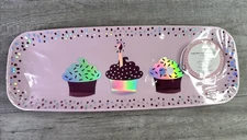 Cupcakes & Cashmere 2pc Set Pink Cupcakes & Confetti Dessert Serving Trays NEW