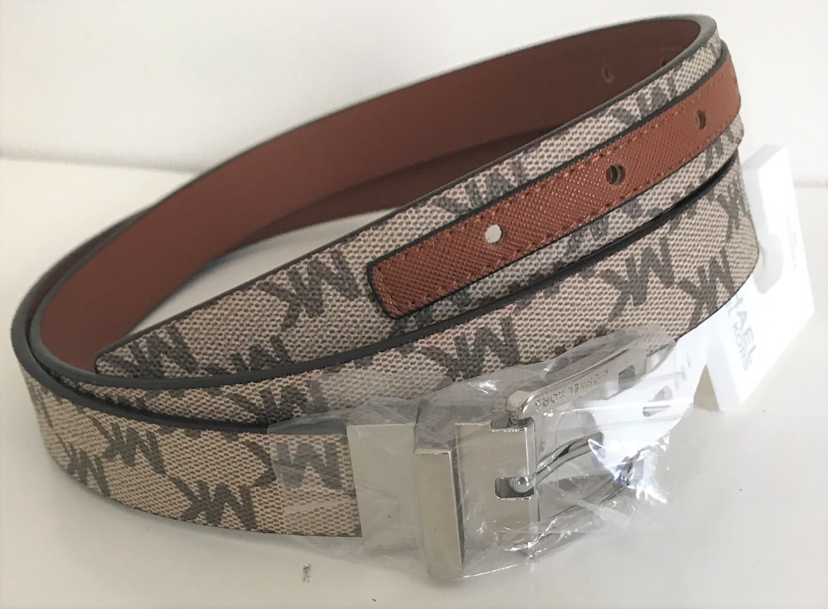Michael Kors Brown Reversible Belt 552809C ❤️MICHAEL KORS Brown Signature MK Pattern Reversible Belt  main image 3