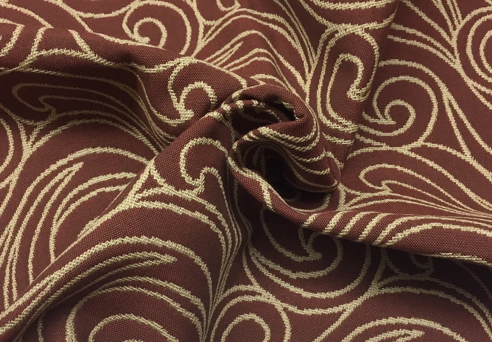 OUTDURA FROLIC AMAPOLA ROJO BEIGE JACQUARD MUEBLES DE EXTERIOR TELA POR YARDA 54"W Foto 4 de 4