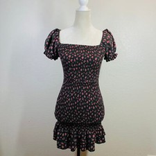 Forever 21 scalloped floral dress red roses sz m womens