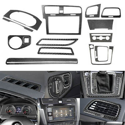 15PCS Left Hand For Golf 7 GTI MK7 14-19 Carbon Fiber Interior Dashboard Trim US