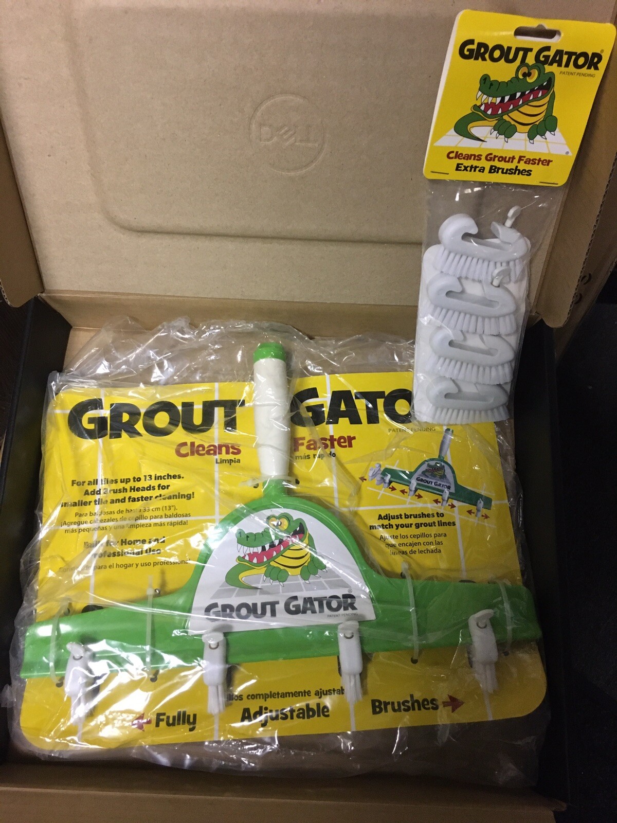 Grout Gator Cleaning Brush Fully Adjustable Brushes Plus Extra Brushes ...