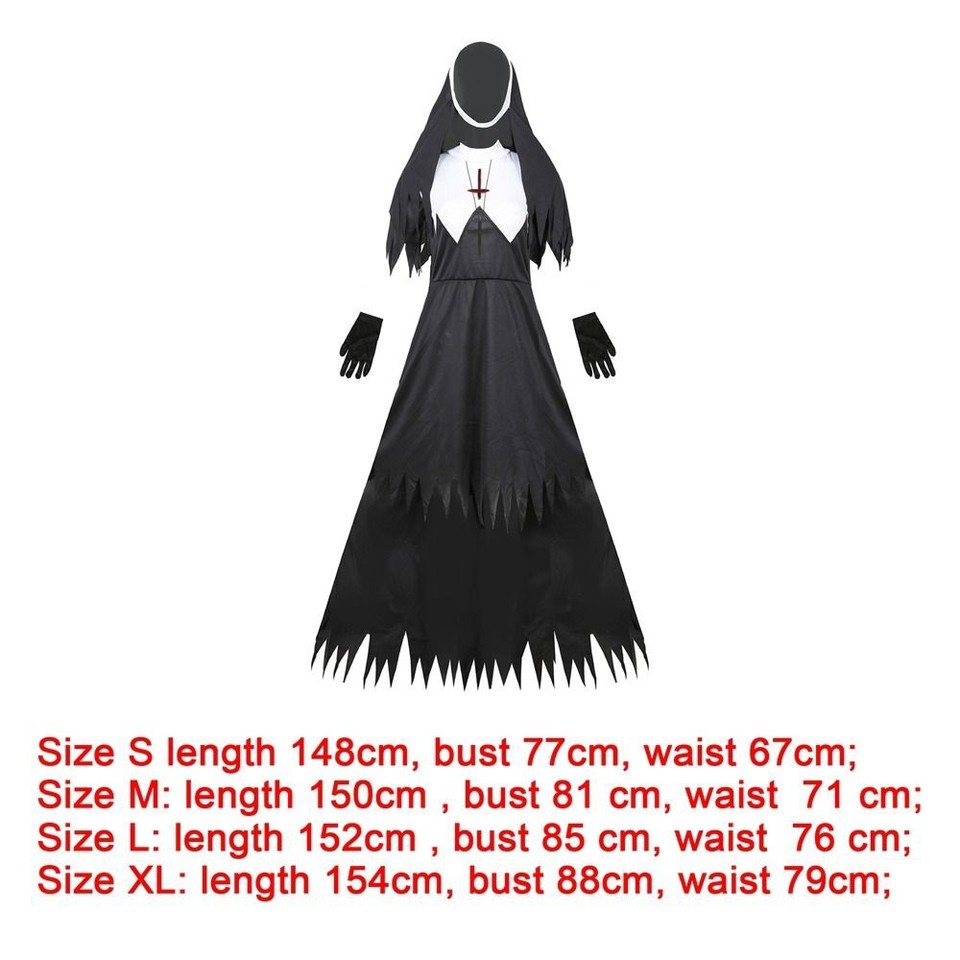 SXL Halloween Nun Costume Anime Cosplay Costumes New Scary Jumpsuit