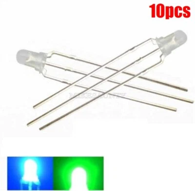 MARKENLOS 10Pcs 3Mm Dual Bi-Color Blue Pure Green 3 Pin Led Common Cathode Ic New bb