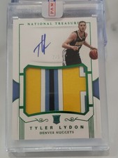 2017-18 NATIONAL TREASURES TYLER LYDON ROOKIE PATCH AUTO EMERALD 2/5 RARE