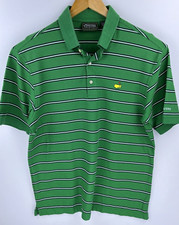 Masters Collection 60's Two Ply Mercerized Green Striped Polo Golf Shirt Mens L
