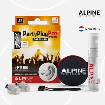 Alpine PartyPlug Pro Natural Earplugs   For Concert Musician Anti Noise Filter