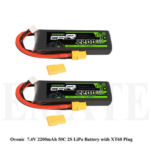 Ovonic 7.4V 2200mAh 2S 50C LiPo (XT60 & TRA Plug)
